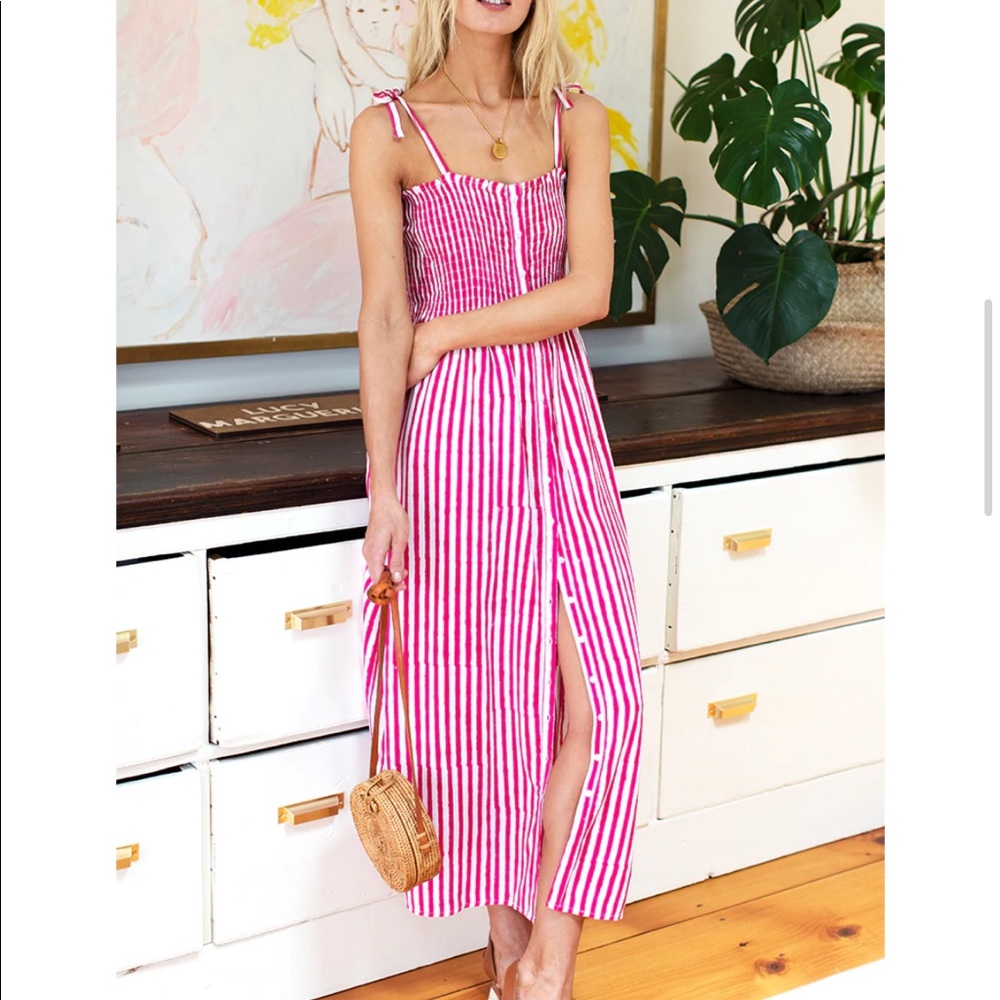 Emerson fry Santiago dress pink stripe medium - Picture 3 of 5